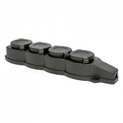 Розетка четырехместная 16А 230В 2P+PE IP44 с защитными крышками каучук PROxima